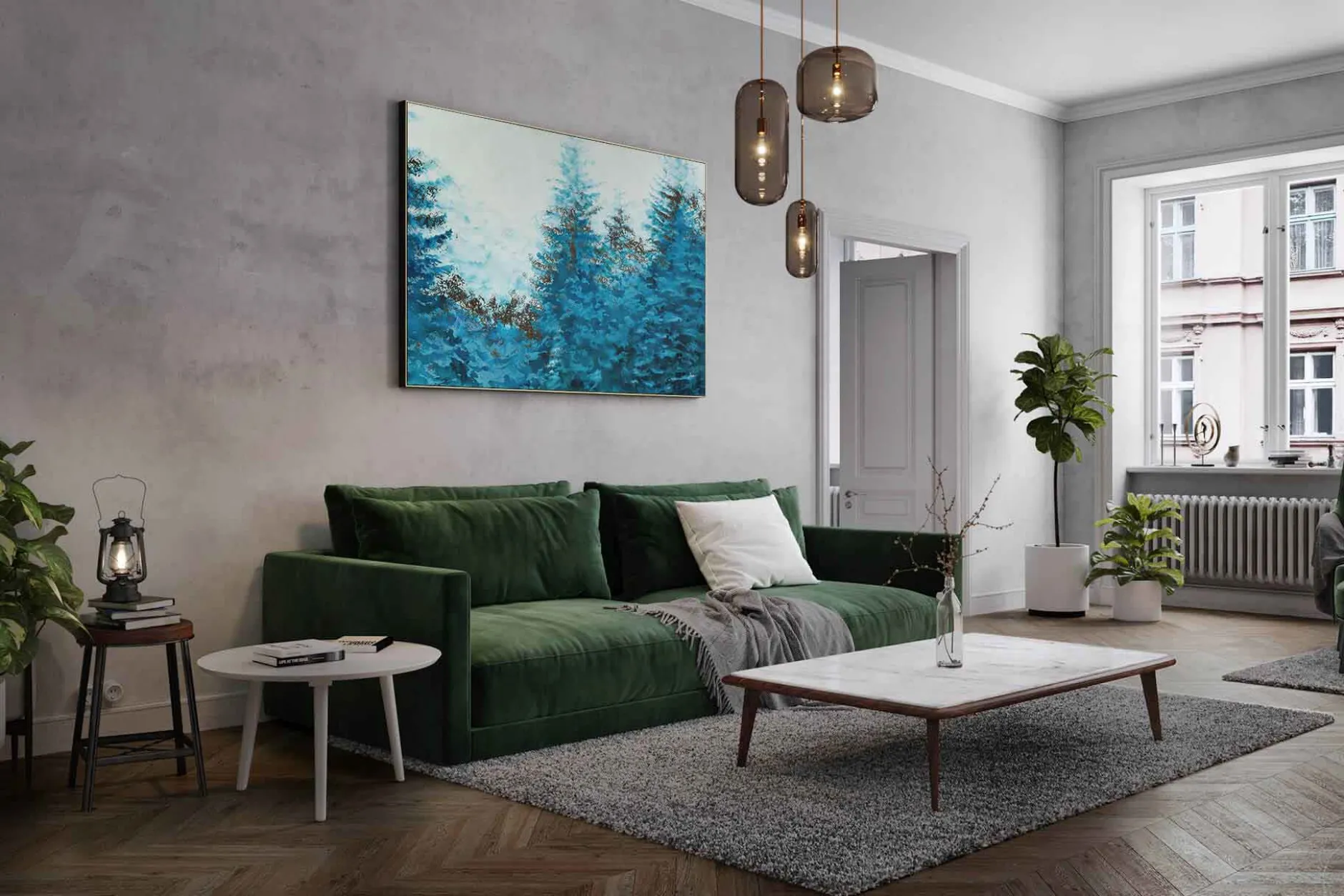 Öl Gemälde 'Bright Forest' | Handgemaltes Unikat