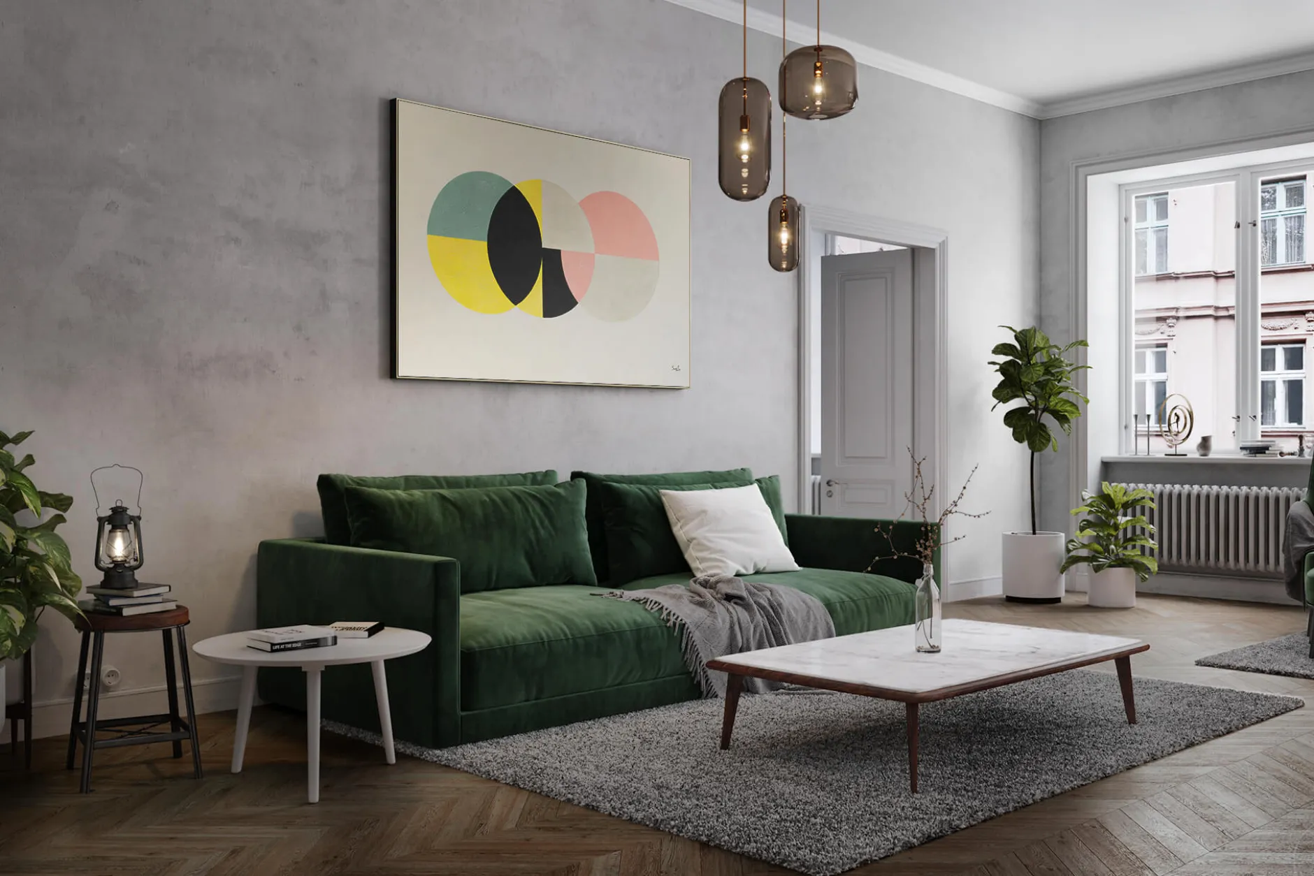 Öl Gemälde 'Colorful Intersection' | Handgemaltes Unikat
