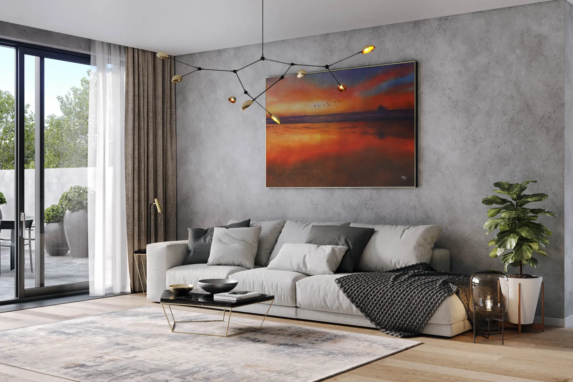 Öl Gemälde 'Colorful Sunset' | Handgemaltes Unikat