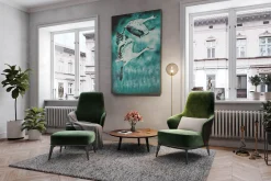 Öl Gemälde 'Crane Excursion' | Handgemaltes Unikat