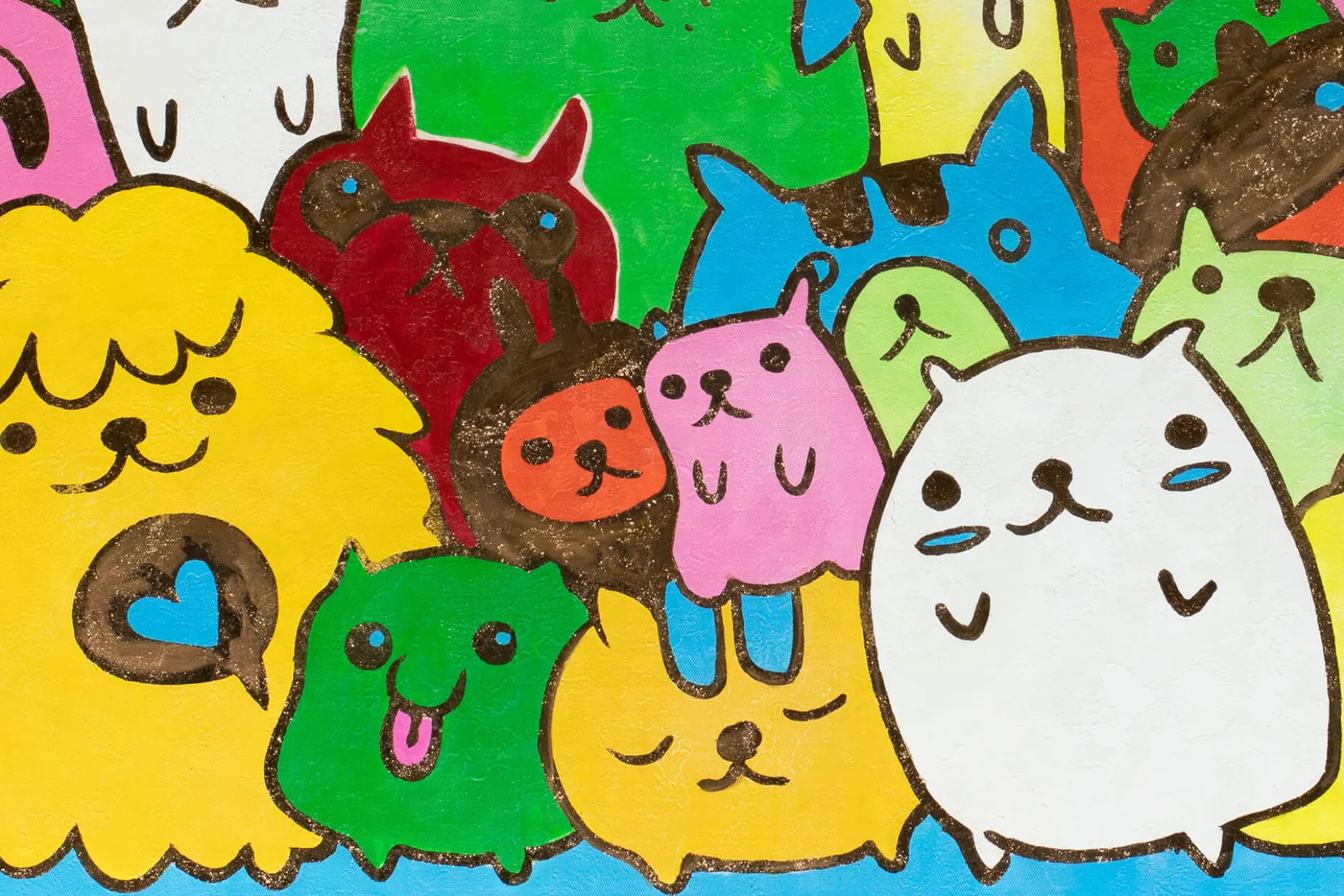 Öl Gemälde 'Doodle Cats' | Handgemaltes Unikat