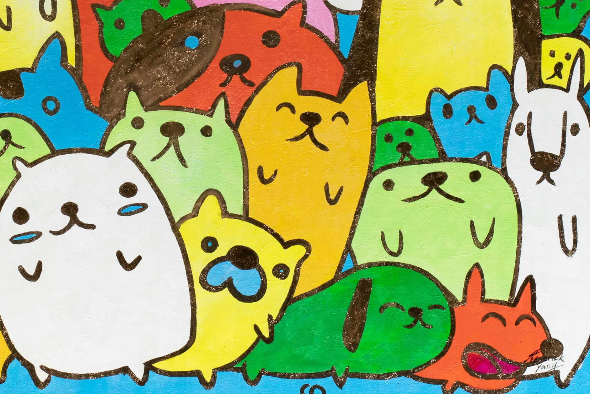 Öl Gemälde 'Doodle Cats' | Handgemaltes Unikat