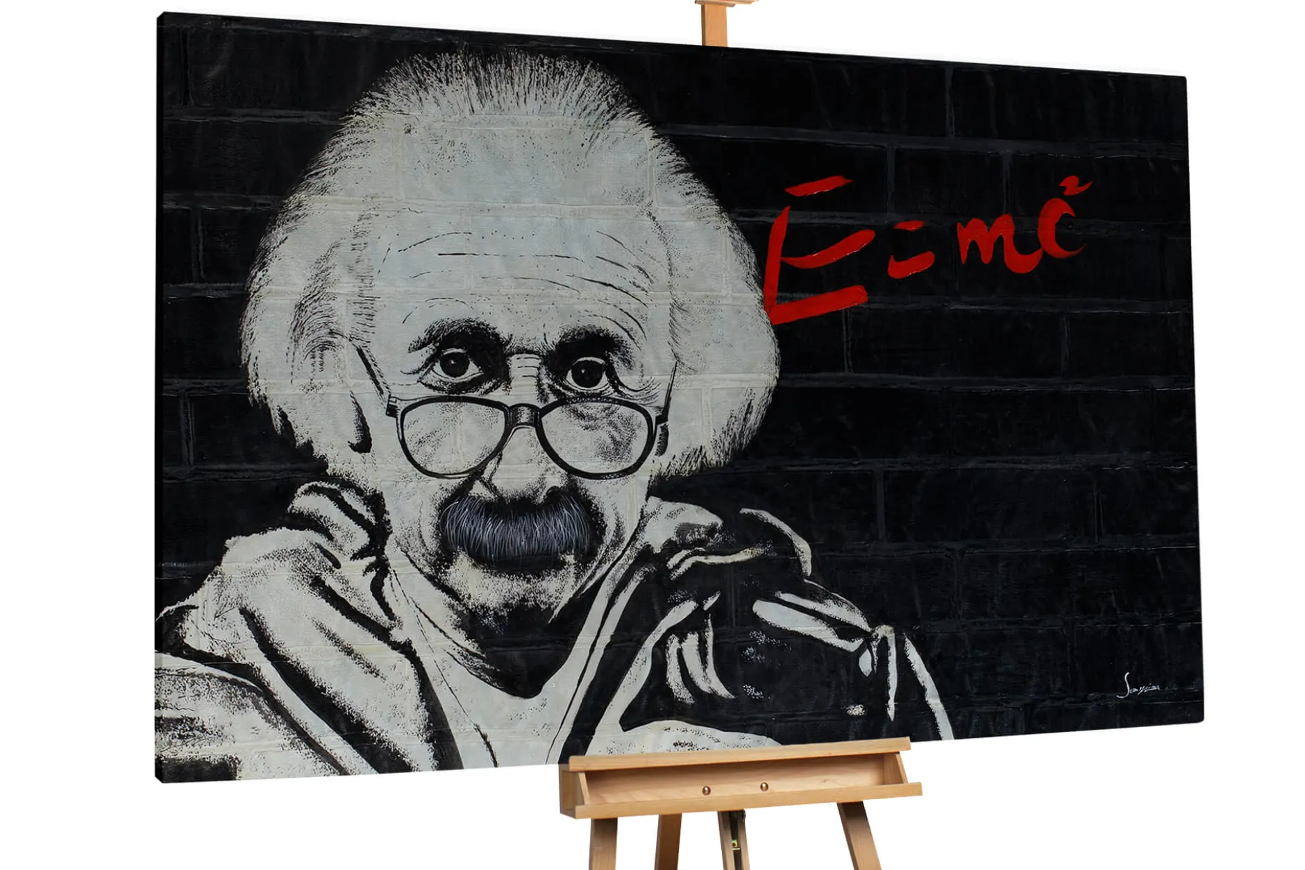 Öl Gemälde 'Einstein Graffiti' | Handgemaltes Unikat