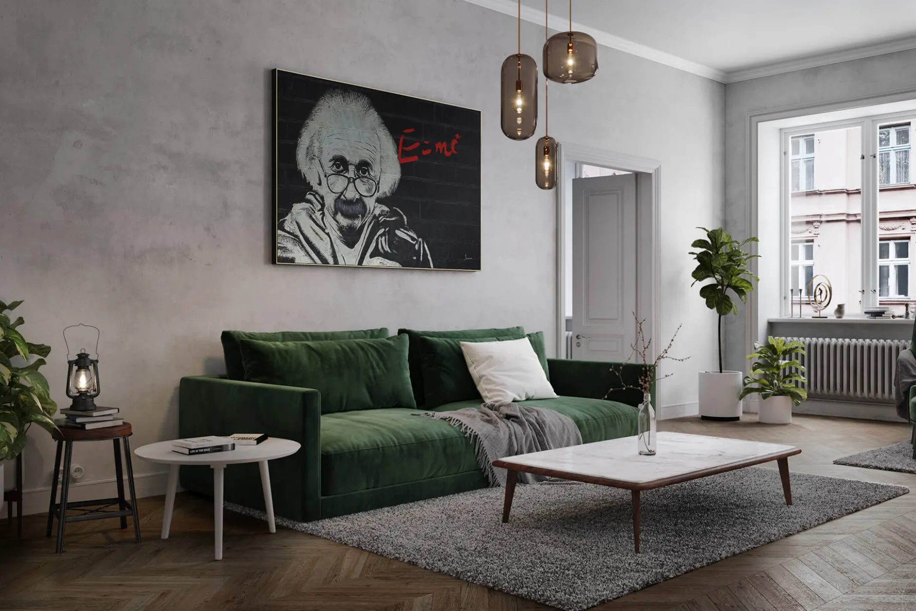 Öl Gemälde 'Einstein Graffiti' | Handgemaltes Unikat