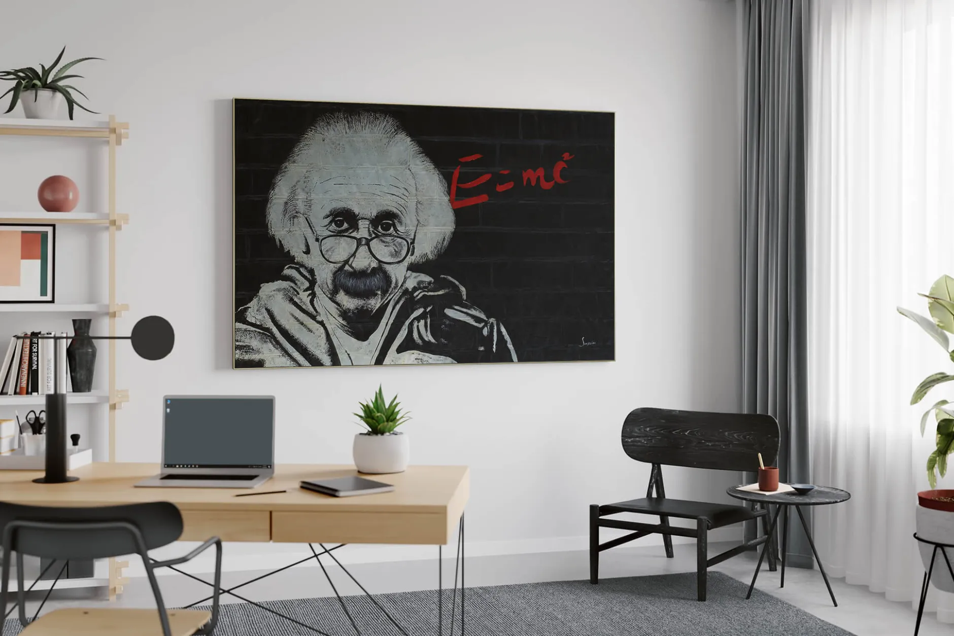 Öl Gemälde 'Einstein Graffiti' | Handgemaltes Unikat