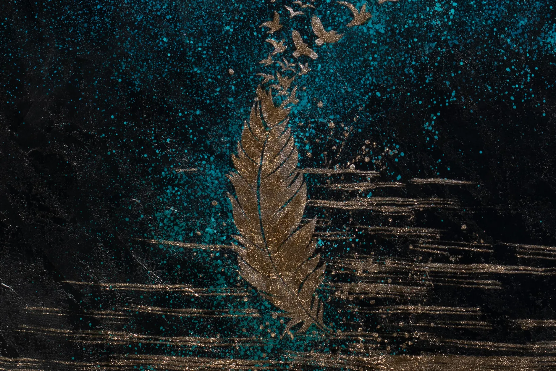 Öl Gemälde ' Feather’s Gold' | Handgemaltes Unikat