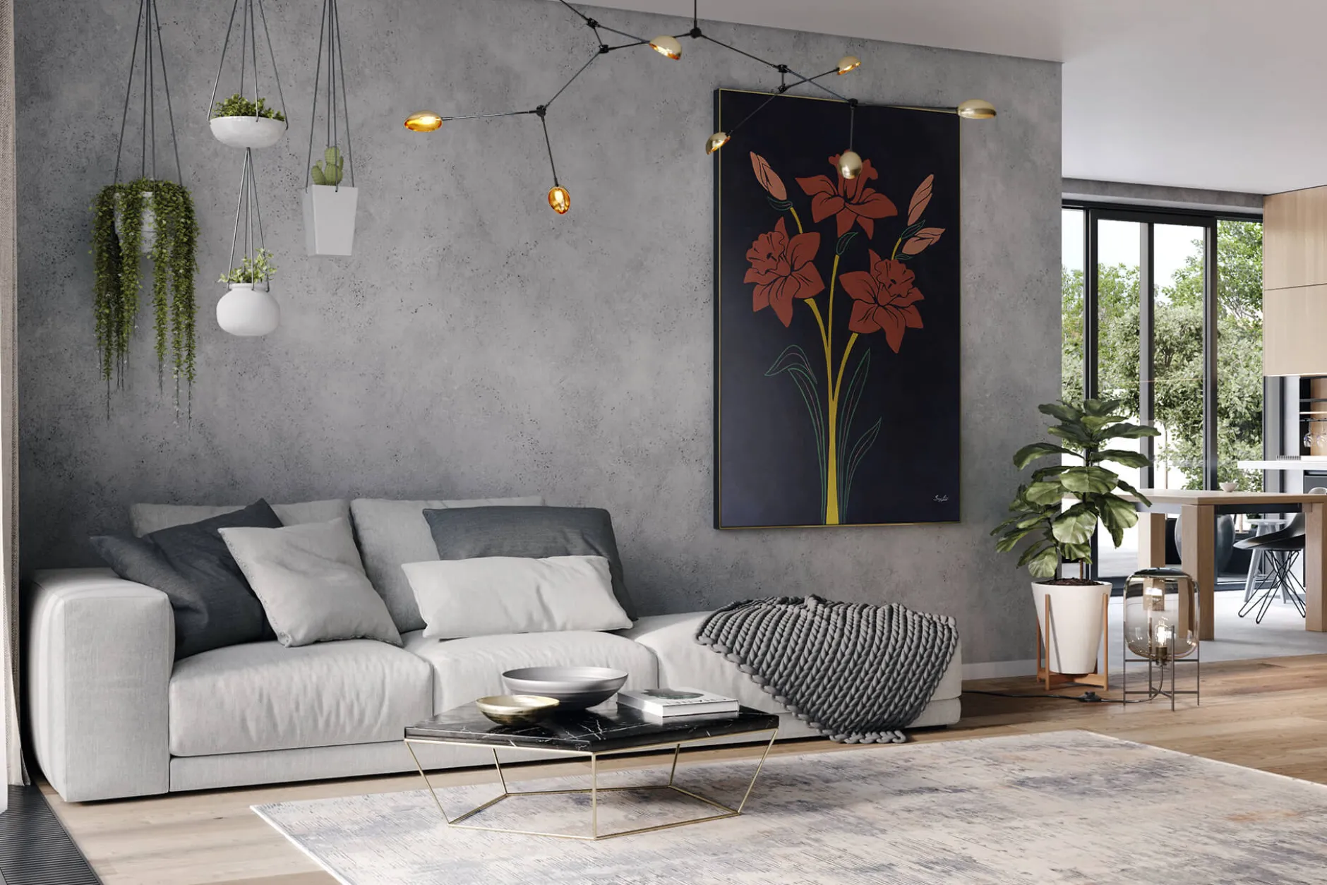 Öl Gemälde 'Flowers in the Sky' | Handgemaltes Unikat