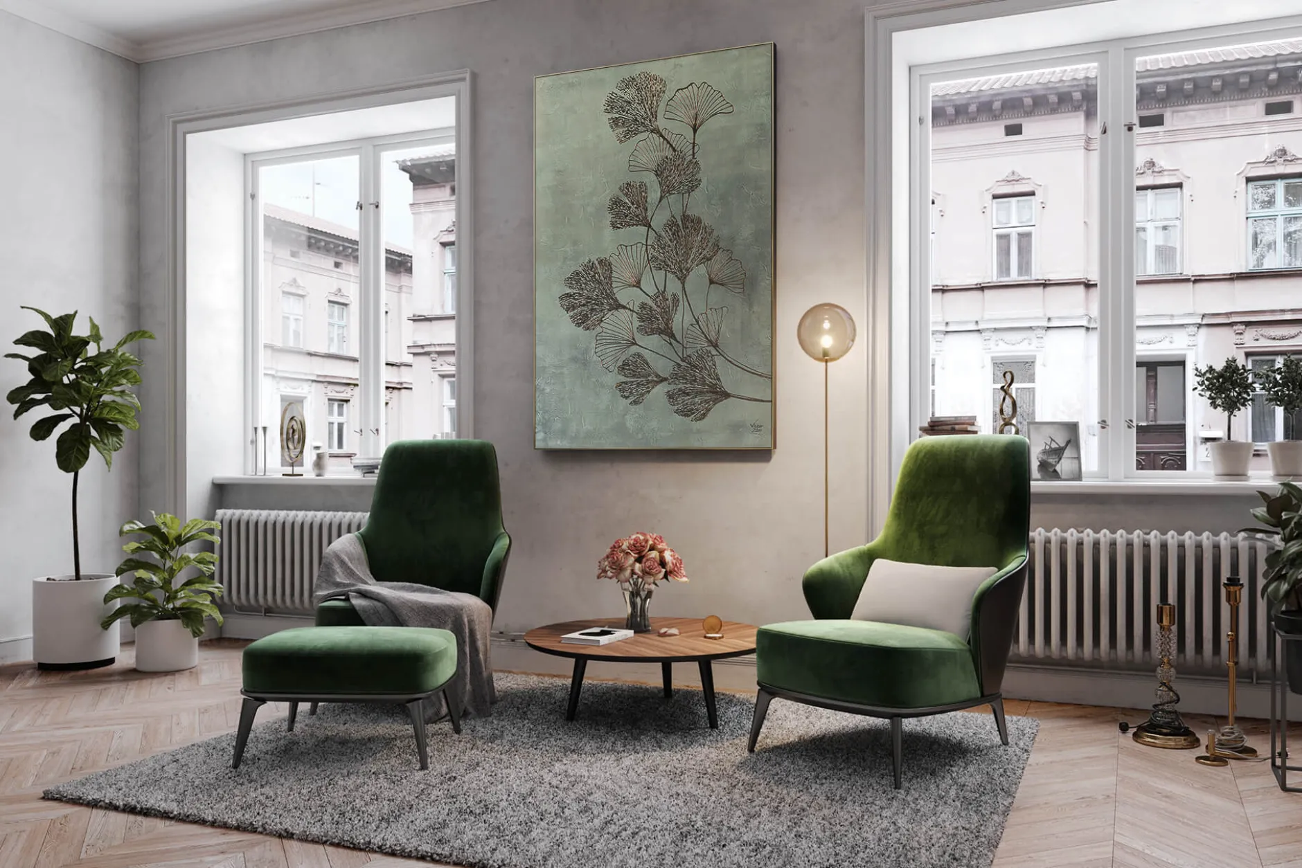 Öl Gemälde 'Ginkgopoesie' | Handgemaltes Unikat
