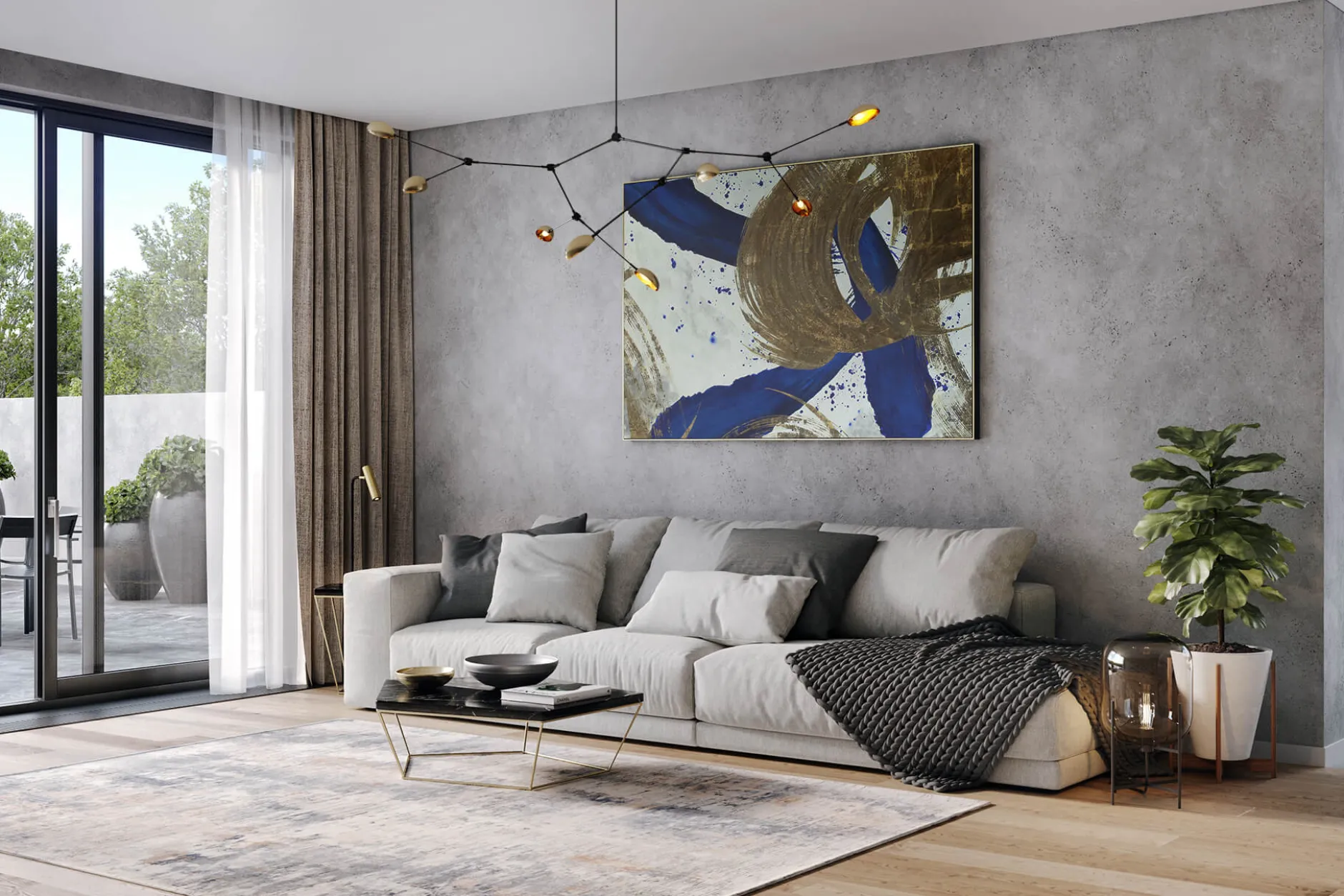 Öl Gemälde 'Gold in Indigo' | Handgemaltes Unikat