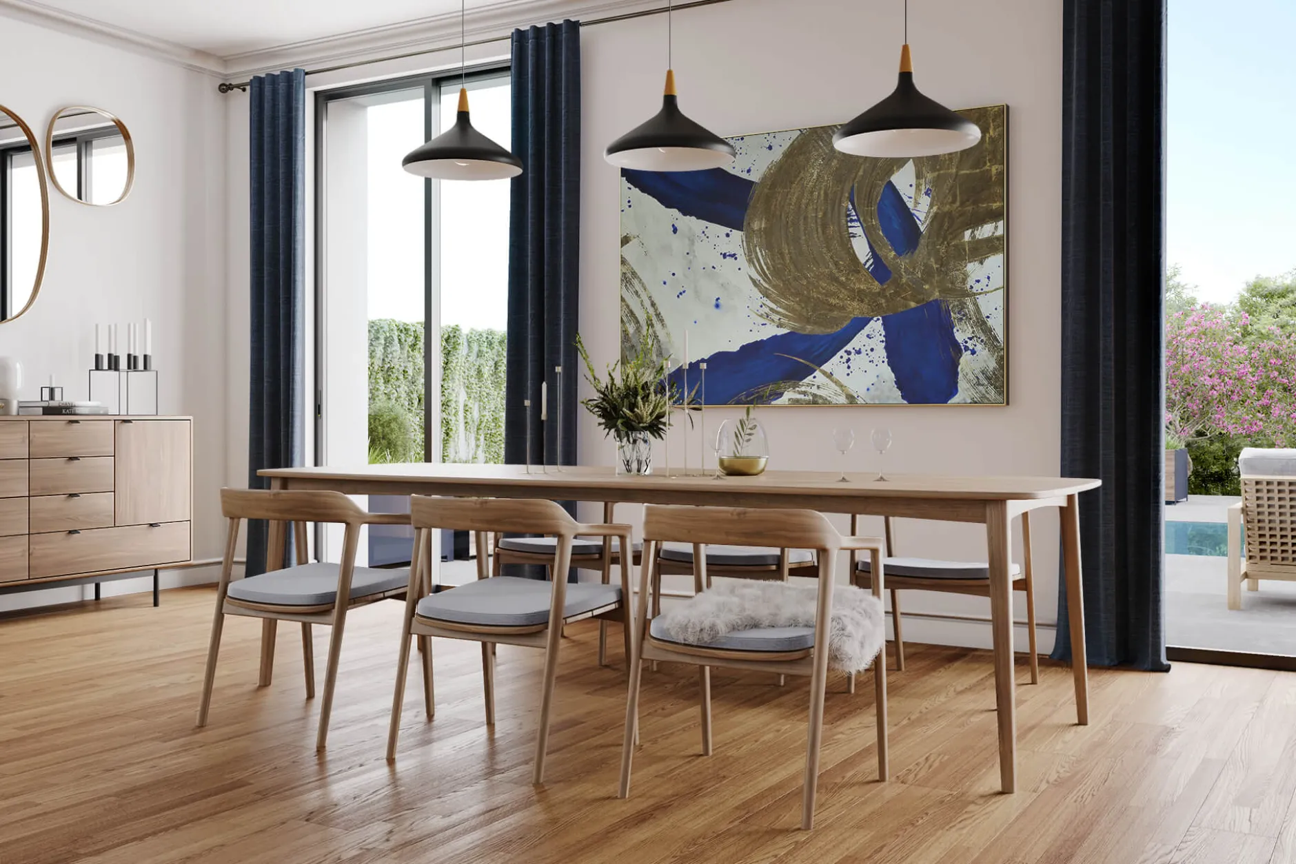 Öl Gemälde 'Gold in Indigo' | Handgemaltes Unikat