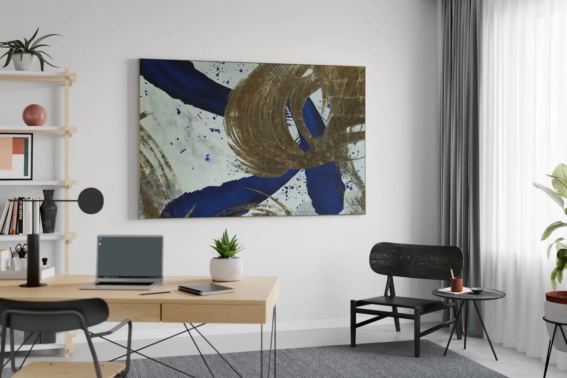 Öl Gemälde 'Gold in Indigo' | Handgemaltes Unikat