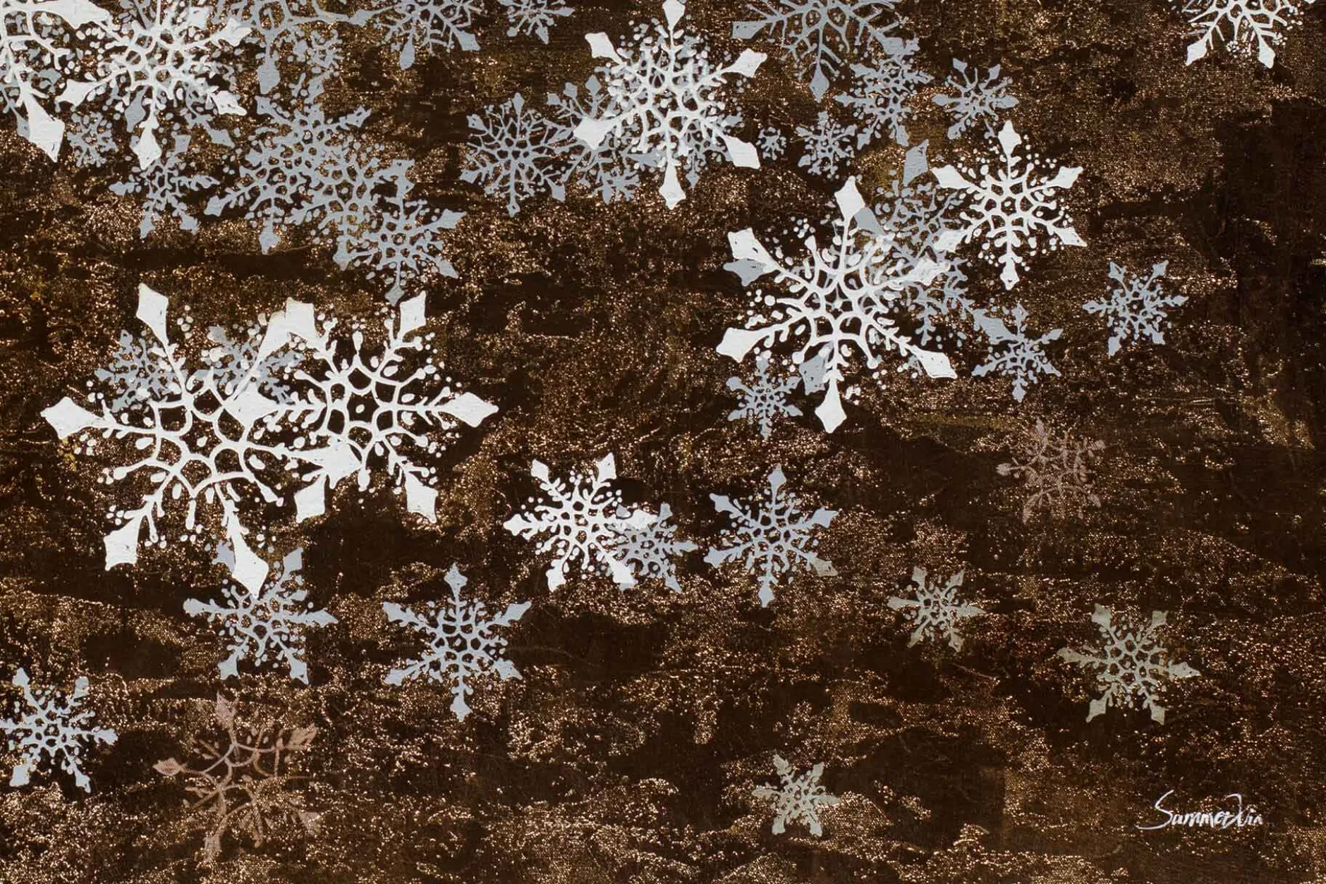 Öl Gemälde 'Magic Snow Crystals' | Handgemaltes Unikat