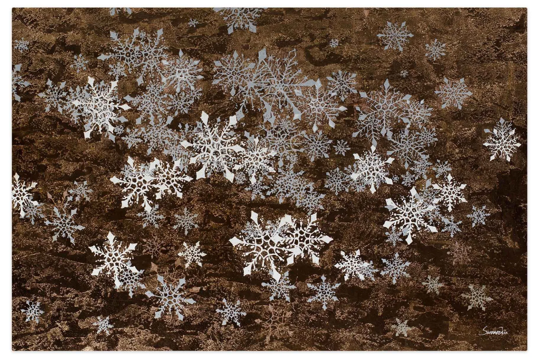 Öl Gemälde 'Magic Snow Crystals' | Handgemaltes Unikat