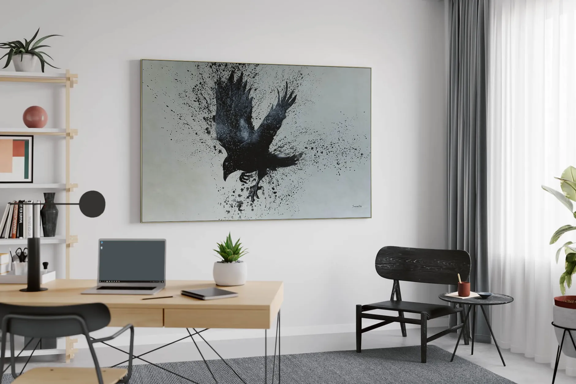 Öl Gemälde 'Majestic Raven' | Handgemaltes Unikat