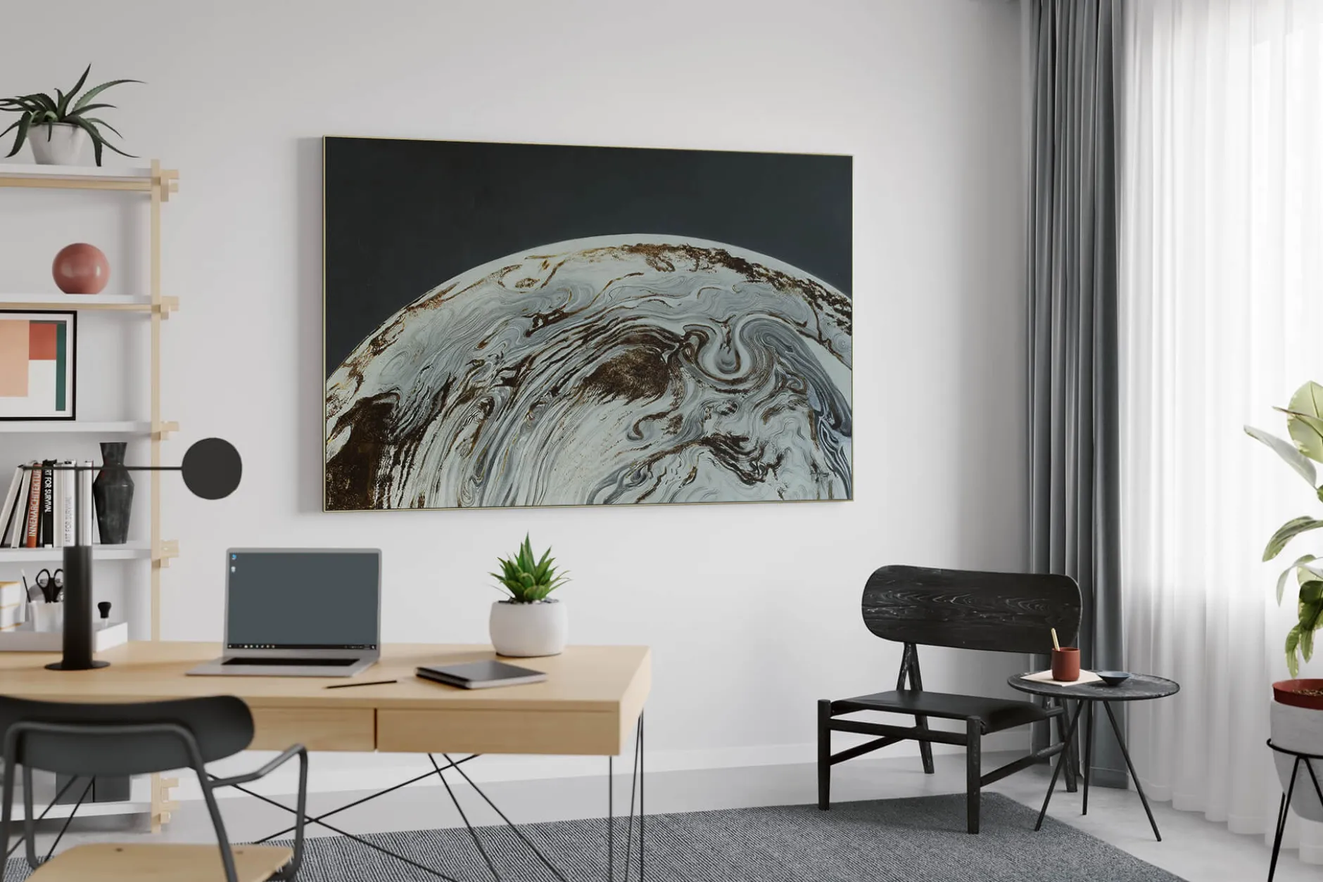 Öl Gemälde 'Marble Planet' | Handgemaltes Unikat