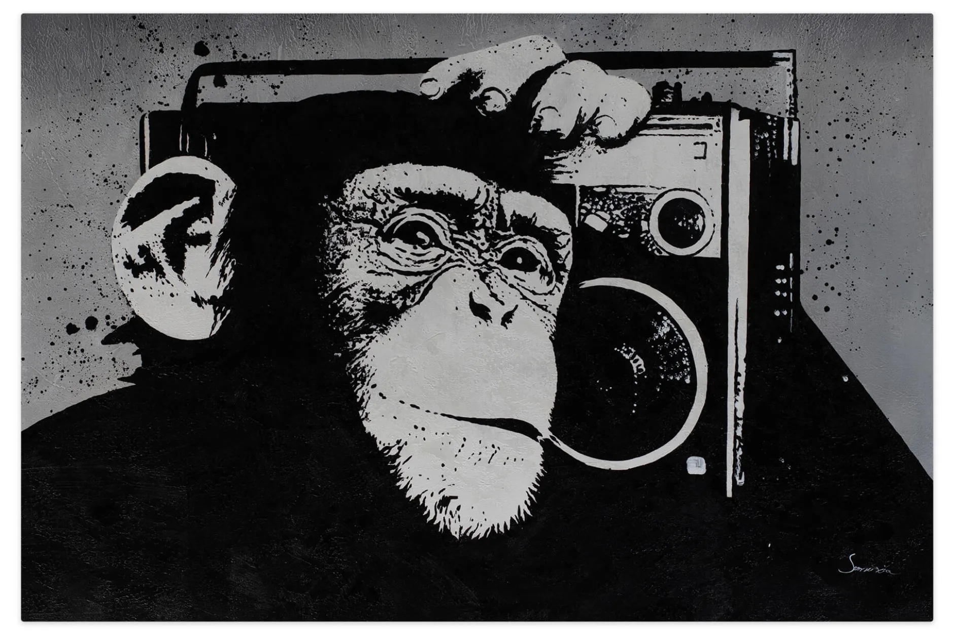 Öl Gemälde 'Monkey Music' | Handgemaltes Unikat