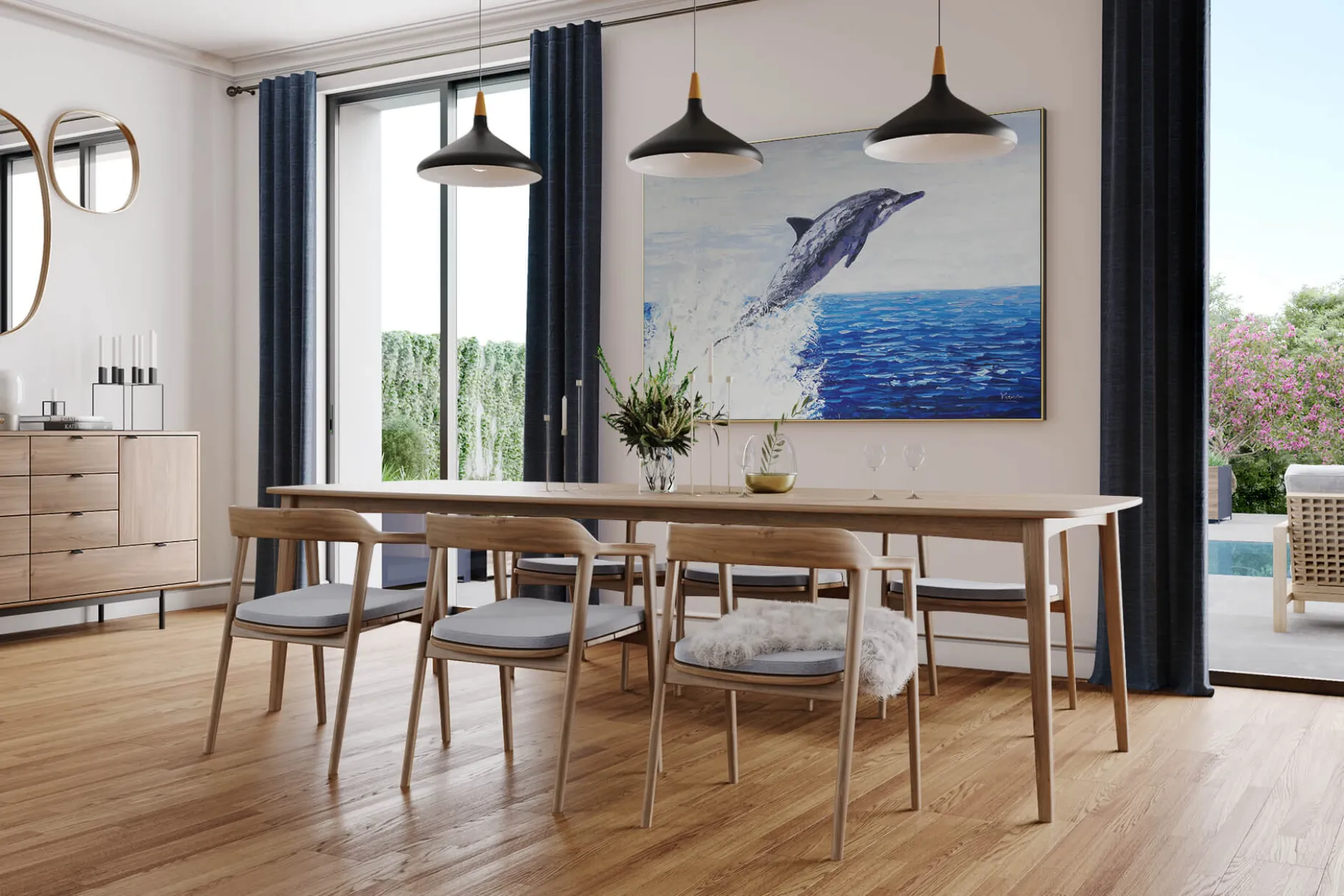 Öl Gemälde 'Ocean Dolphin' | Handgemaltes Unikat