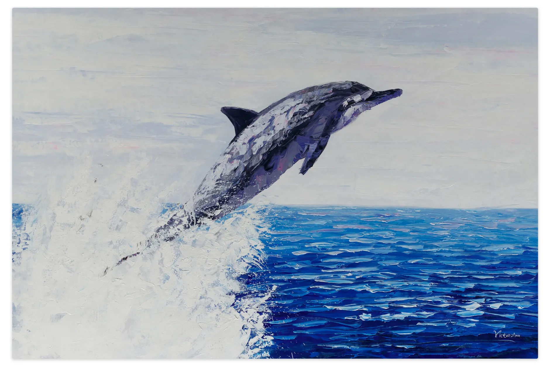 Öl Gemälde 'Ocean Dolphin' | Handgemaltes Unikat