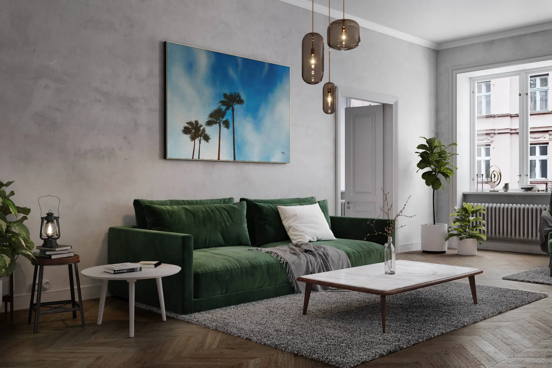 Öl Gemälde 'Palm Branches' | Handgemaltes Unikat
