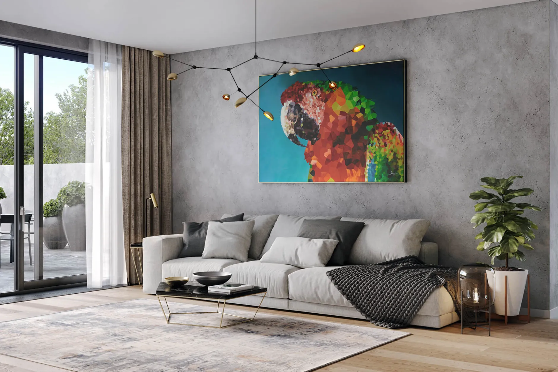 Öl Gemälde 'Parrot Mosaic' | Handgemaltes Unikat
