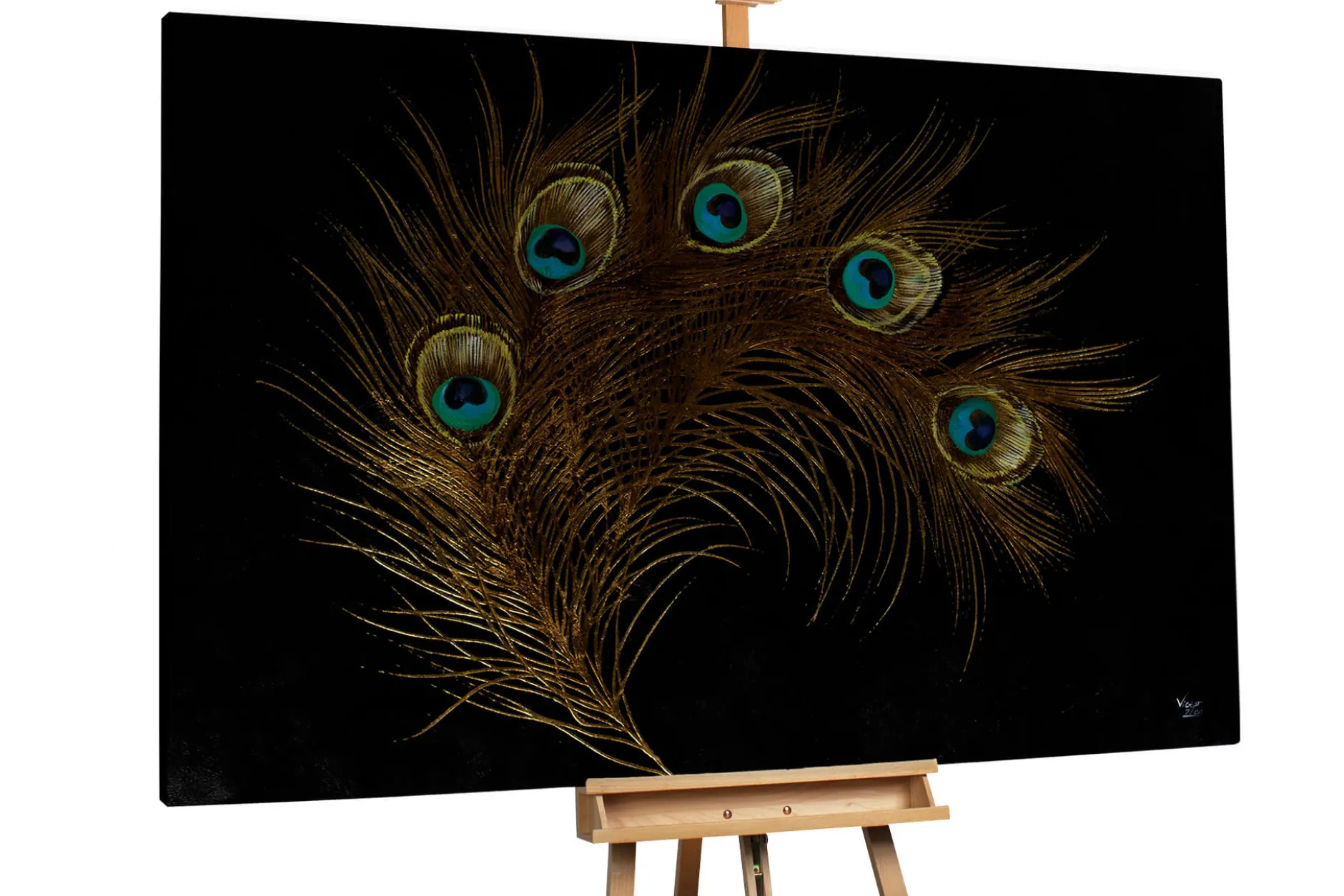 Öl Gemälde 'Peacock footprints' | Handgemaltes Unikat