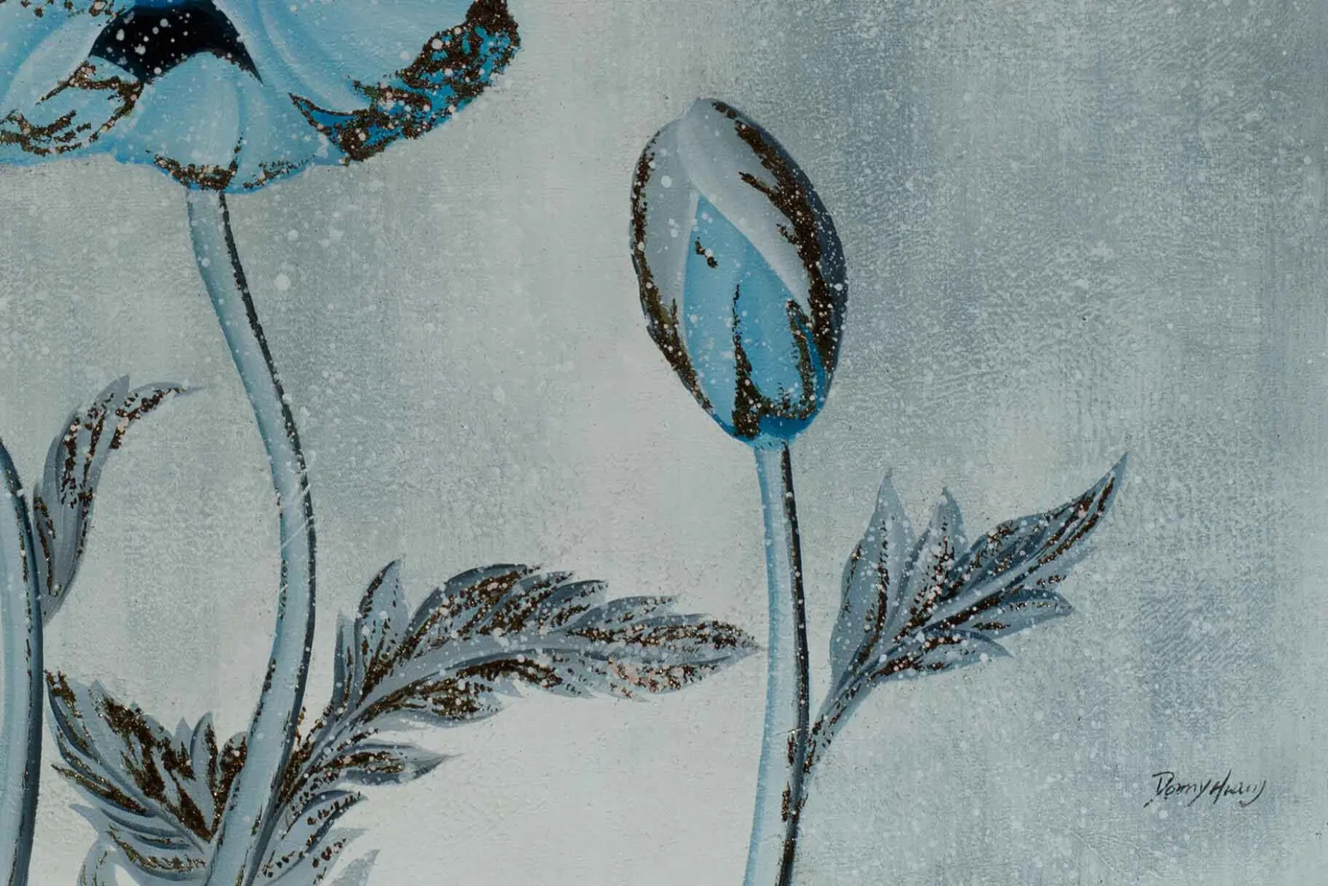 Öl Gemälde 'Poppy Blues' | Handgemaltes Unikat