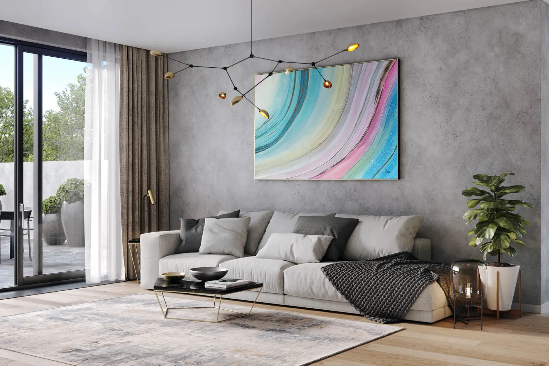 Öl Gemälde 'Rainbow Universe' | Handgemaltes Unikat