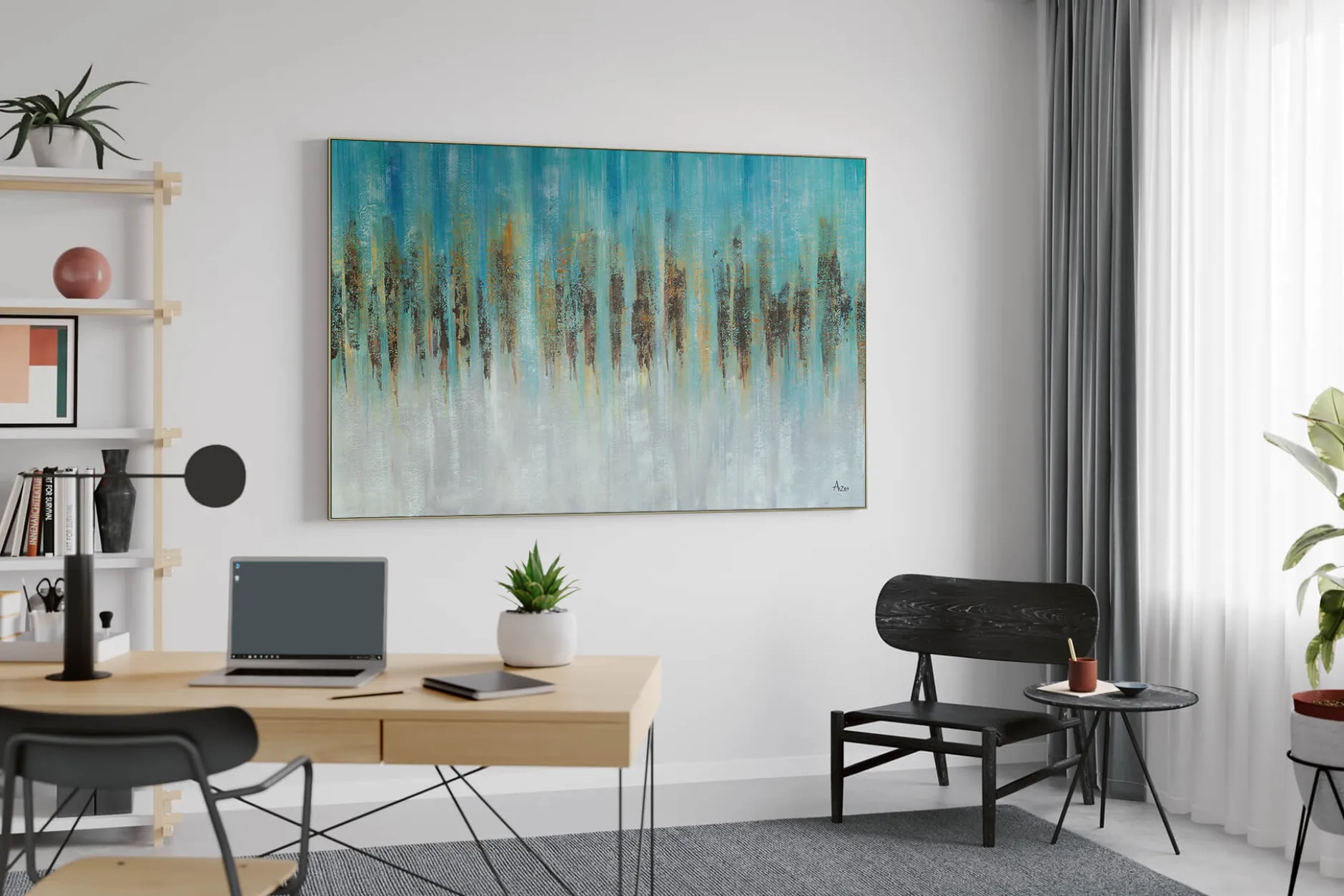 Öl Gemälde 'Sky Blue Distance' | Handgemaltes Unikat