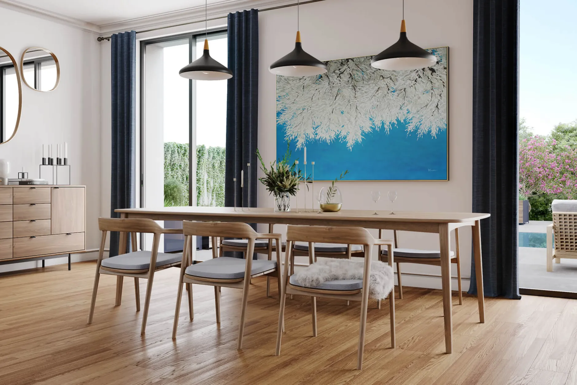 Öl Gemälde 'Snowy Branches' | Handgemaltes Unikat