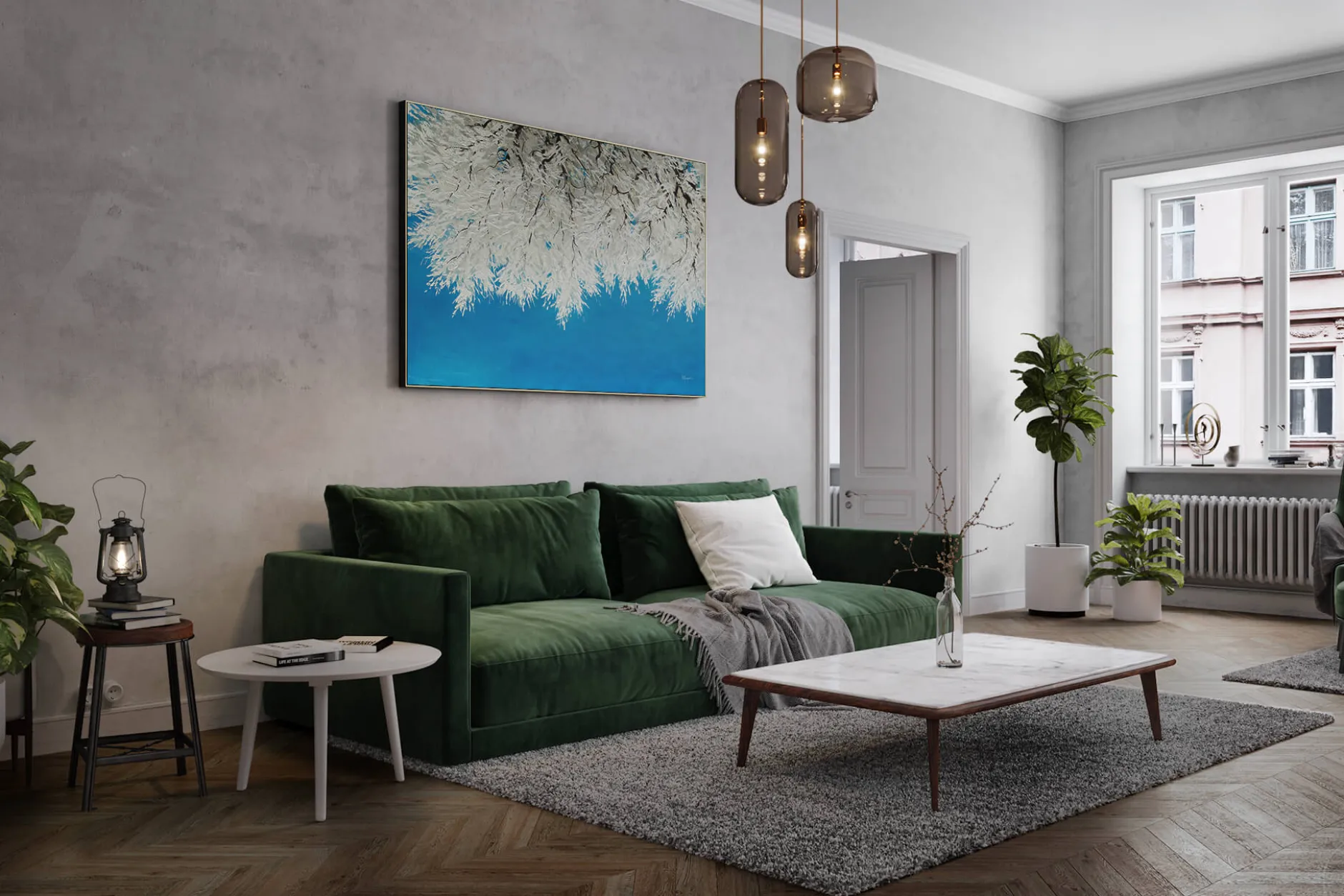 Öl Gemälde 'Snowy Branches' | Handgemaltes Unikat