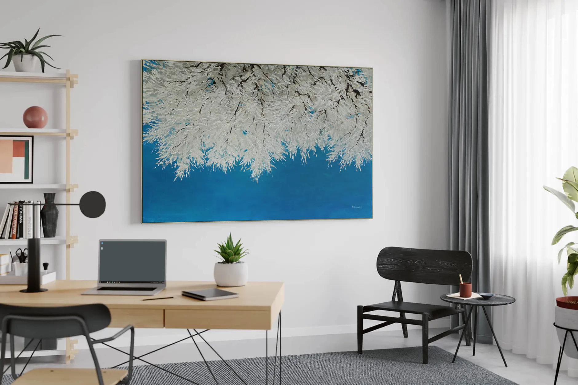Öl Gemälde 'Snowy Branches' | Handgemaltes Unikat