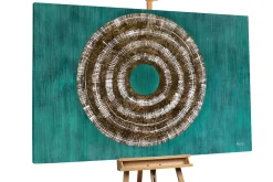 Öl Gemälde 'Solar Disk on Emerald' | Handgemaltes Unikat