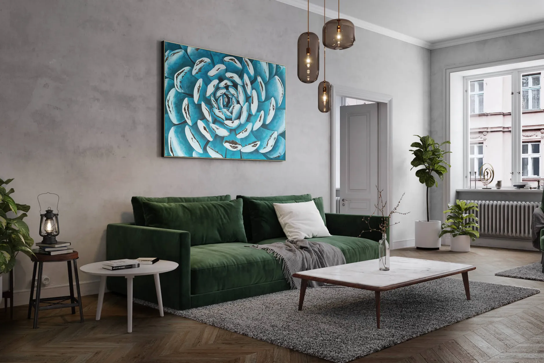 Öl Gemälde 'Succulent Symmetry' | Handgemaltes Unikat