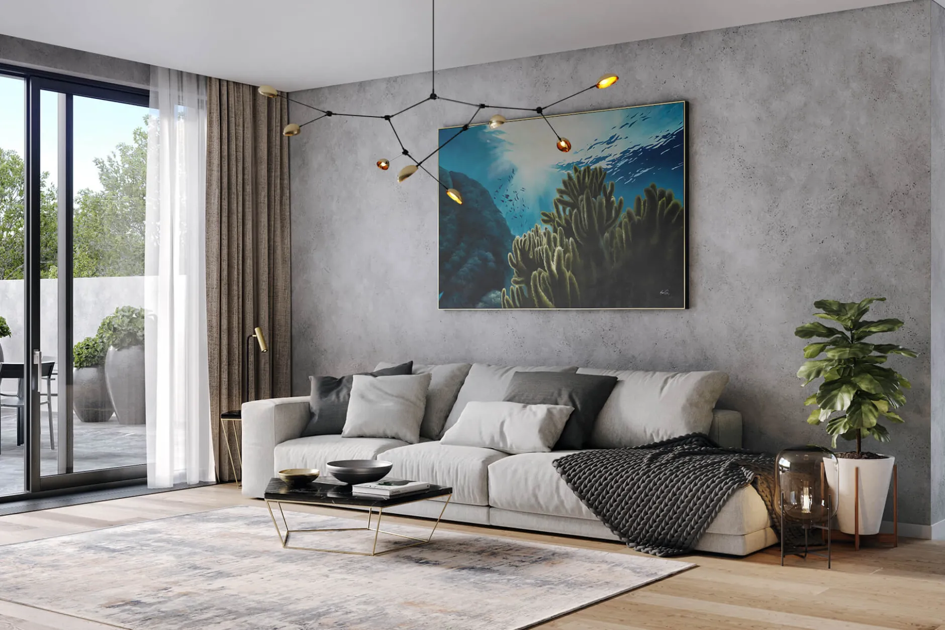 Öl Gemälde 'Underwater Blue' | Handgemaltes Unikat