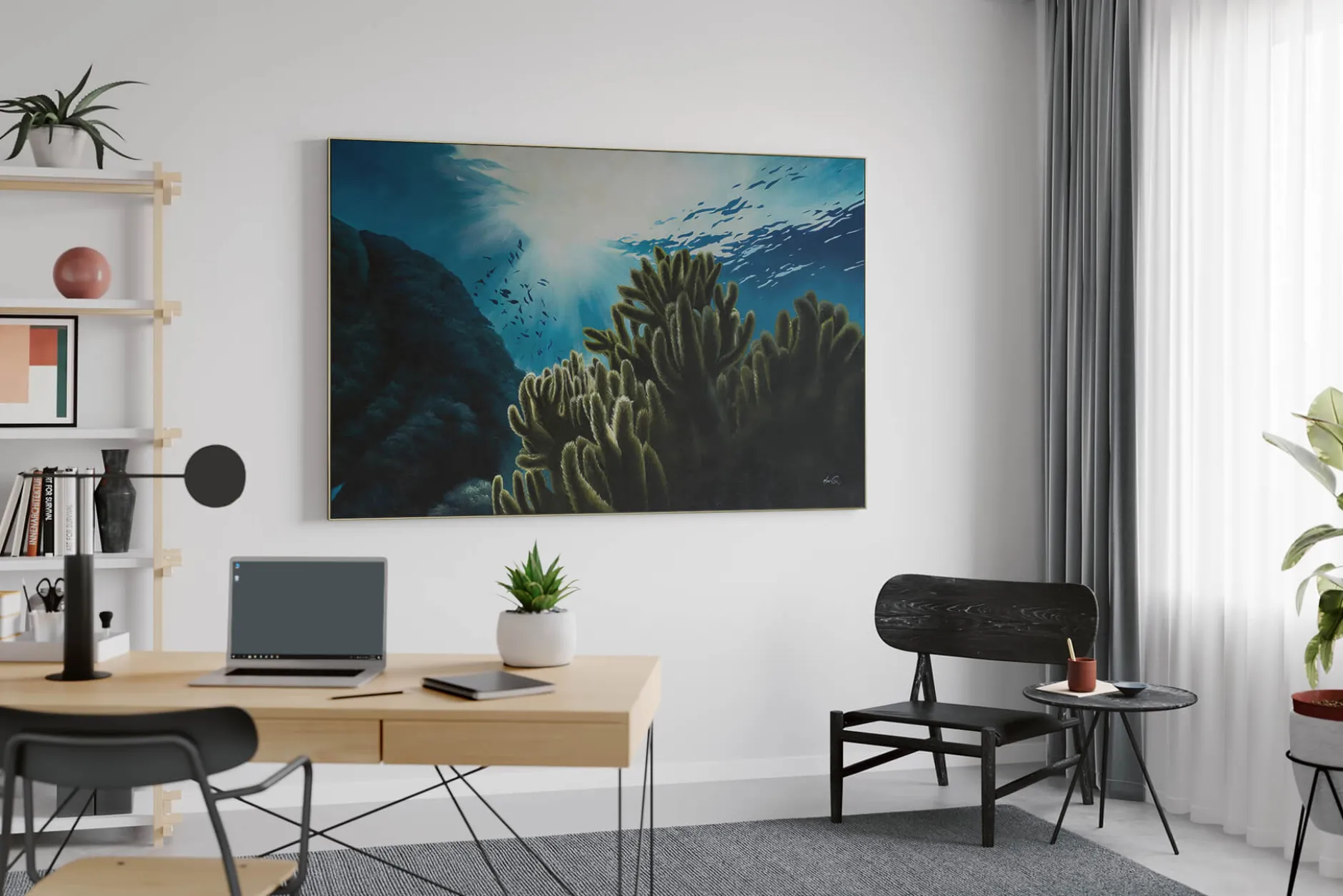 Öl Gemälde 'Underwater Blue' | Handgemaltes Unikat