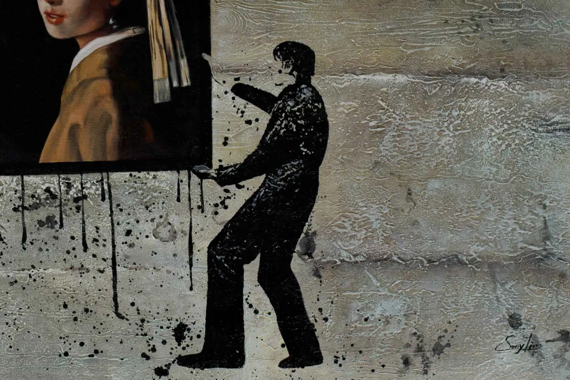 Öl Gemälde 'Vermeers Street Art' | Handgemaltes Unikat