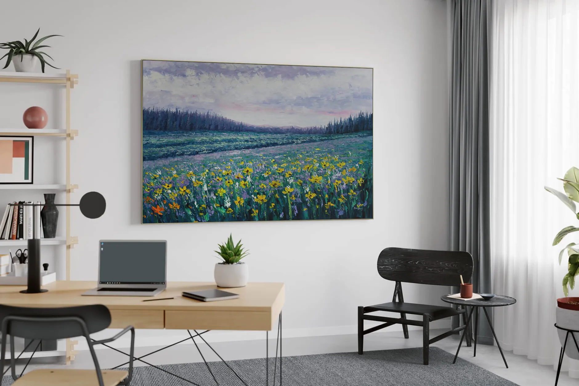 Öl Gemälde 'Violet Meadow' | Handgemaltes Unikat