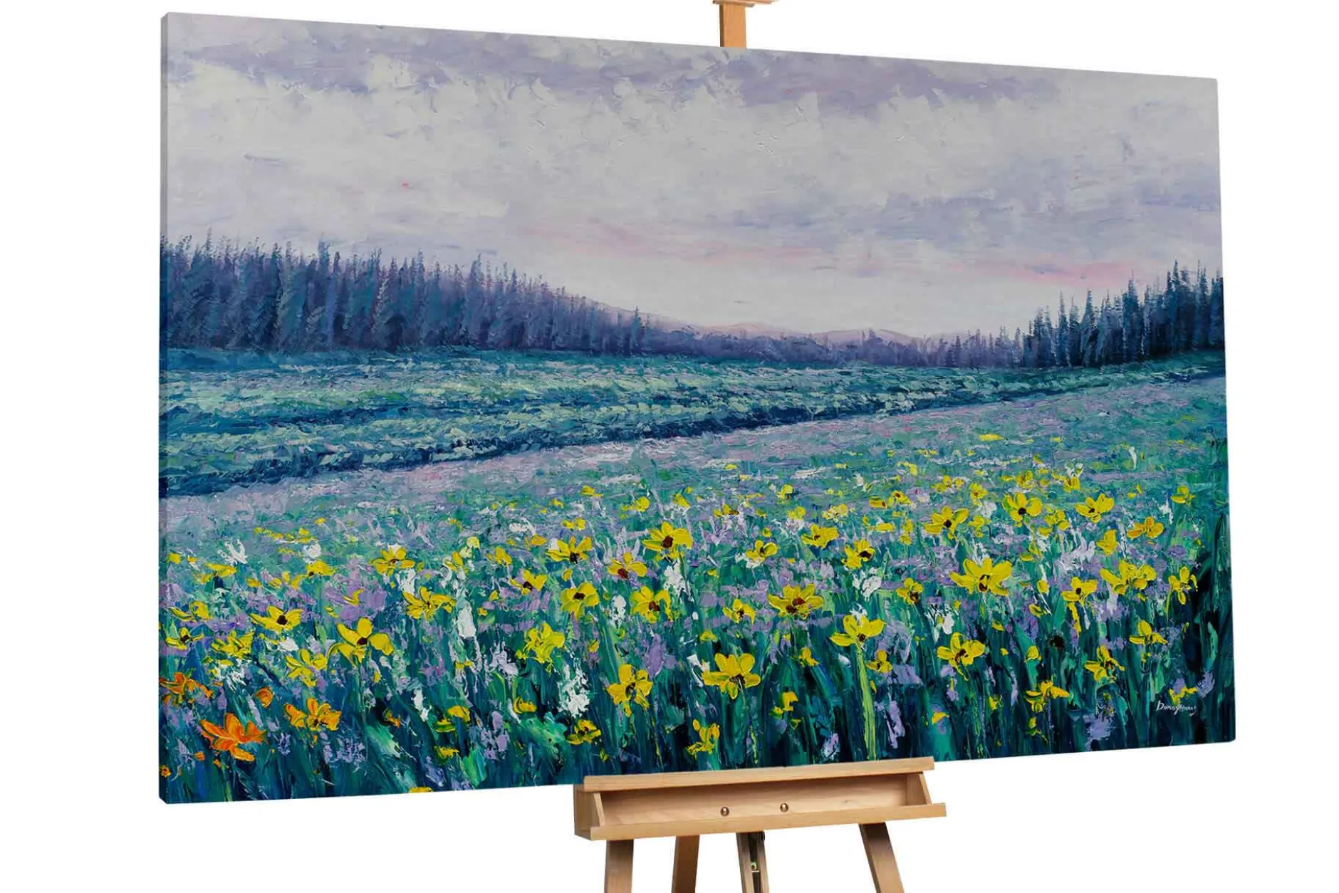 Öl Gemälde 'Violet Meadow' | Handgemaltes Unikat