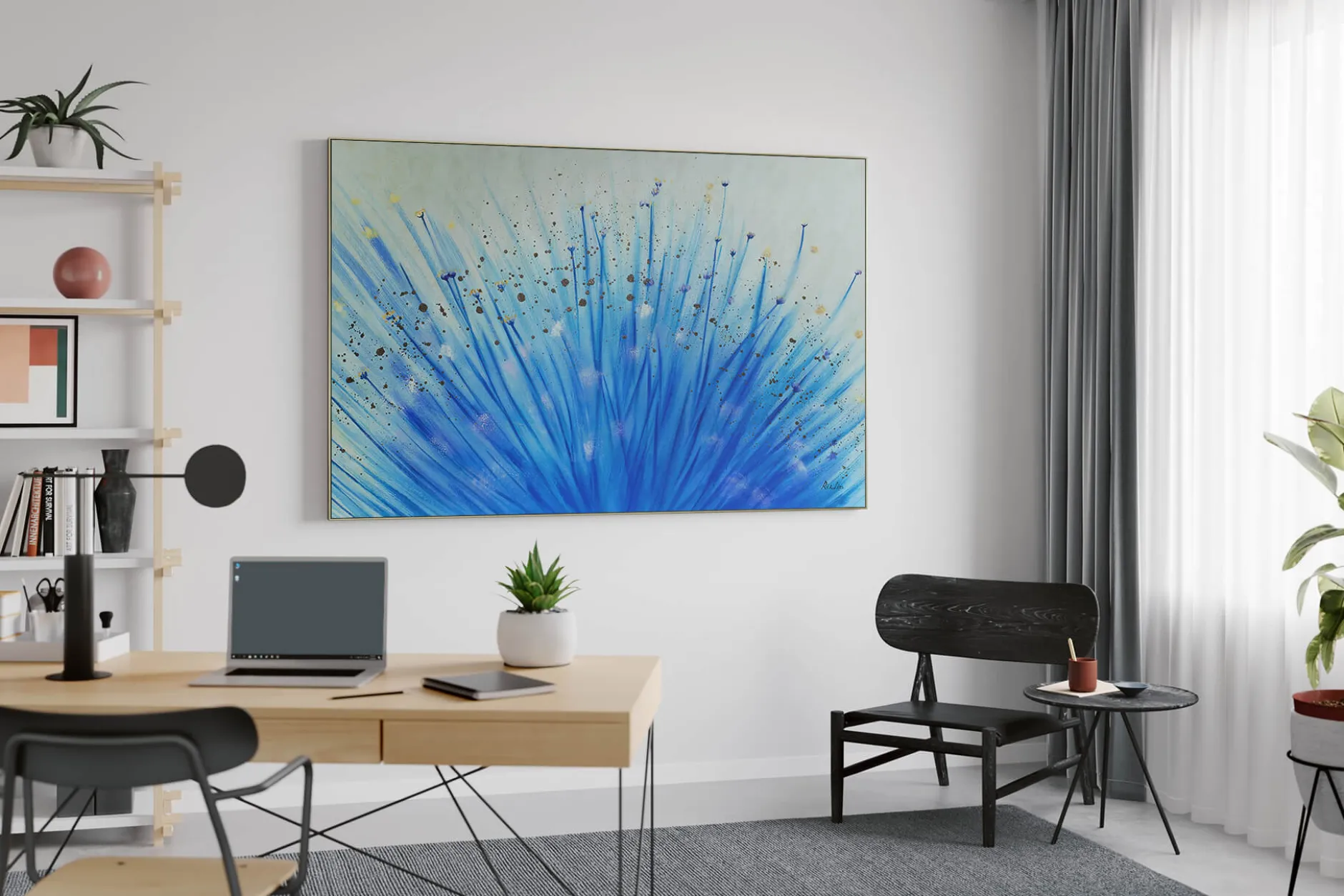 Öl Gemälde 'Zoom of Dandelion' | Handgemaltes Unikat