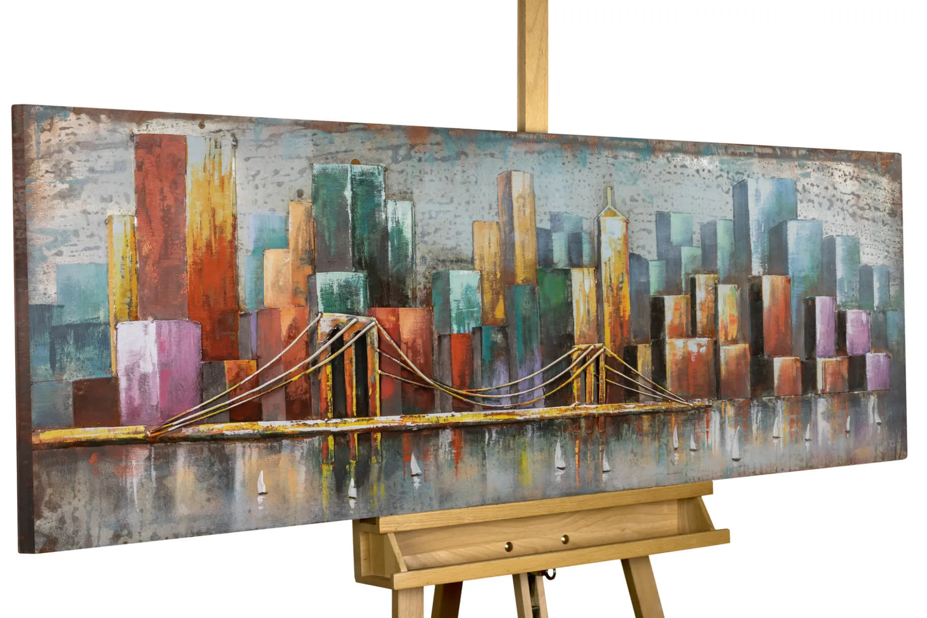 Metallbild 3D 'Bridge the Gap' 140x50x4cm