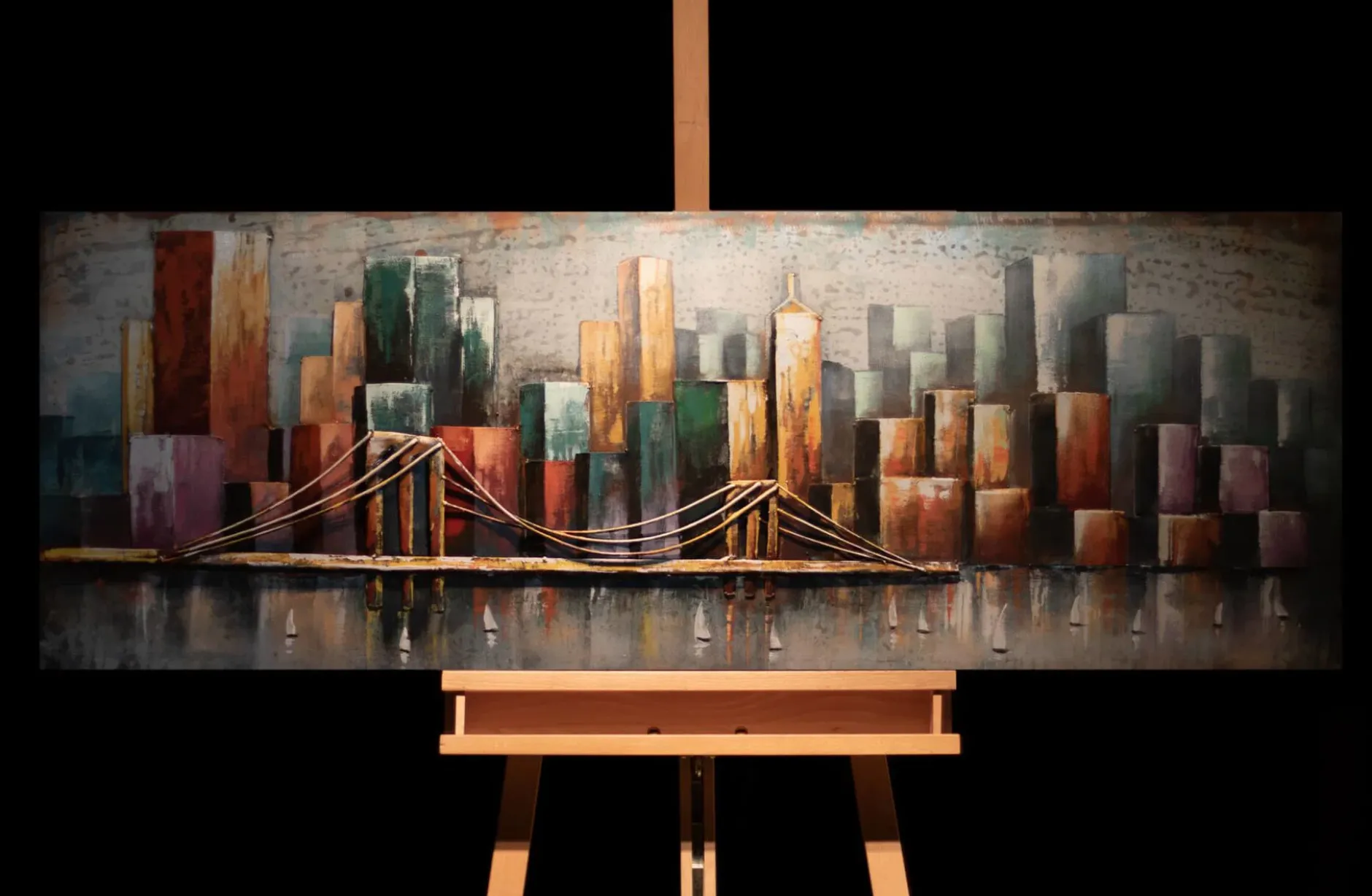 Metallbild 3D 'Bridge the Gap' 140x50x4cm