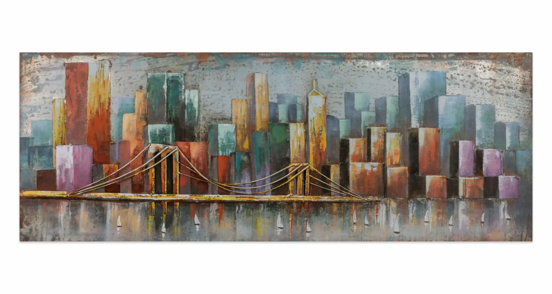 Metallbild 3D 'Bridge the Gap' 140x50x4cm