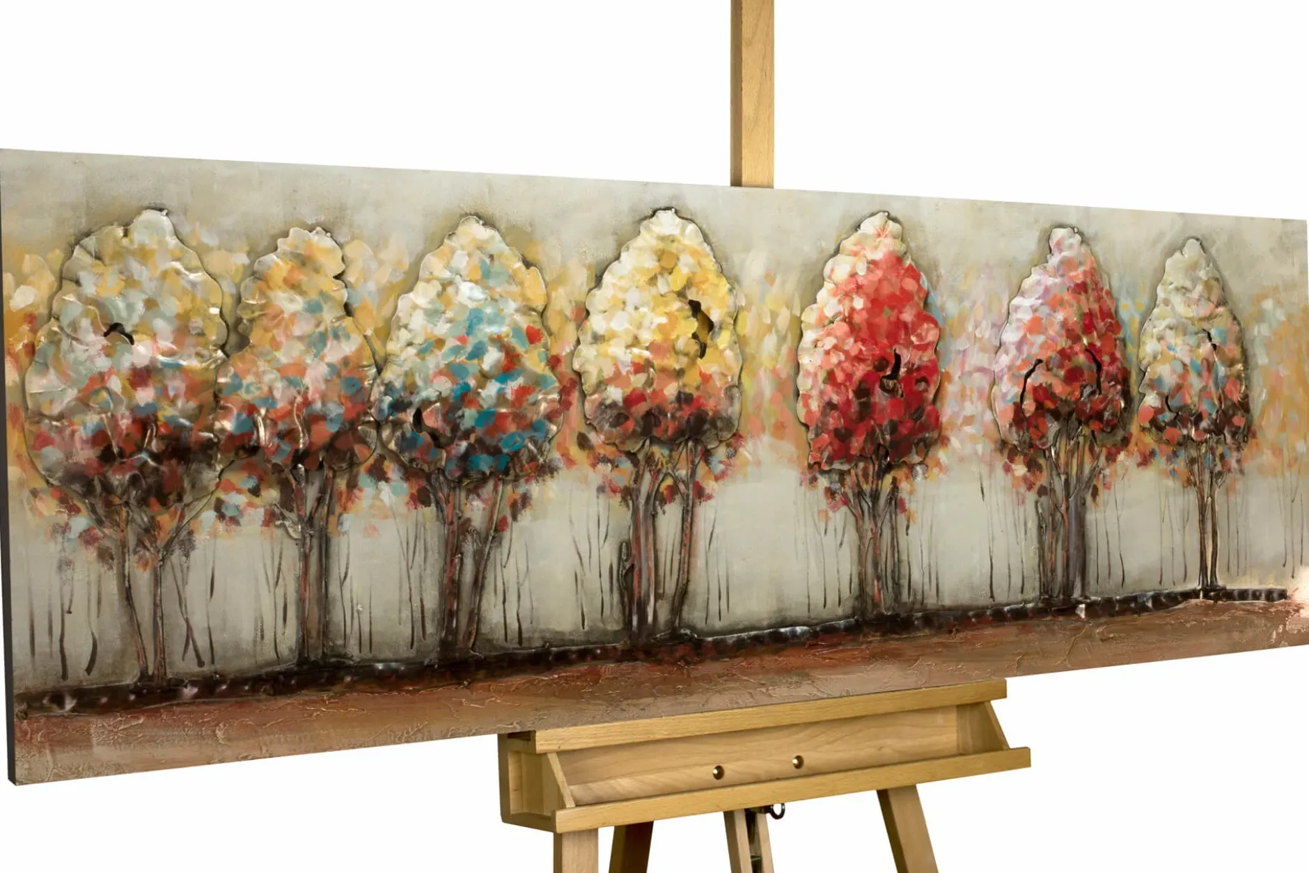 Metallbild 3D 'Bunte Allee' 150x50x4cm
