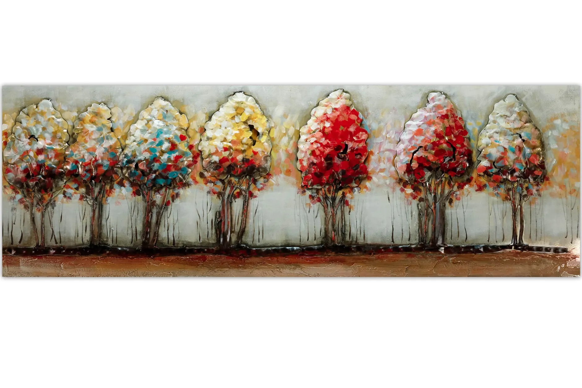 Metallbild 3D 'Bunte Allee' 150x50x4cm