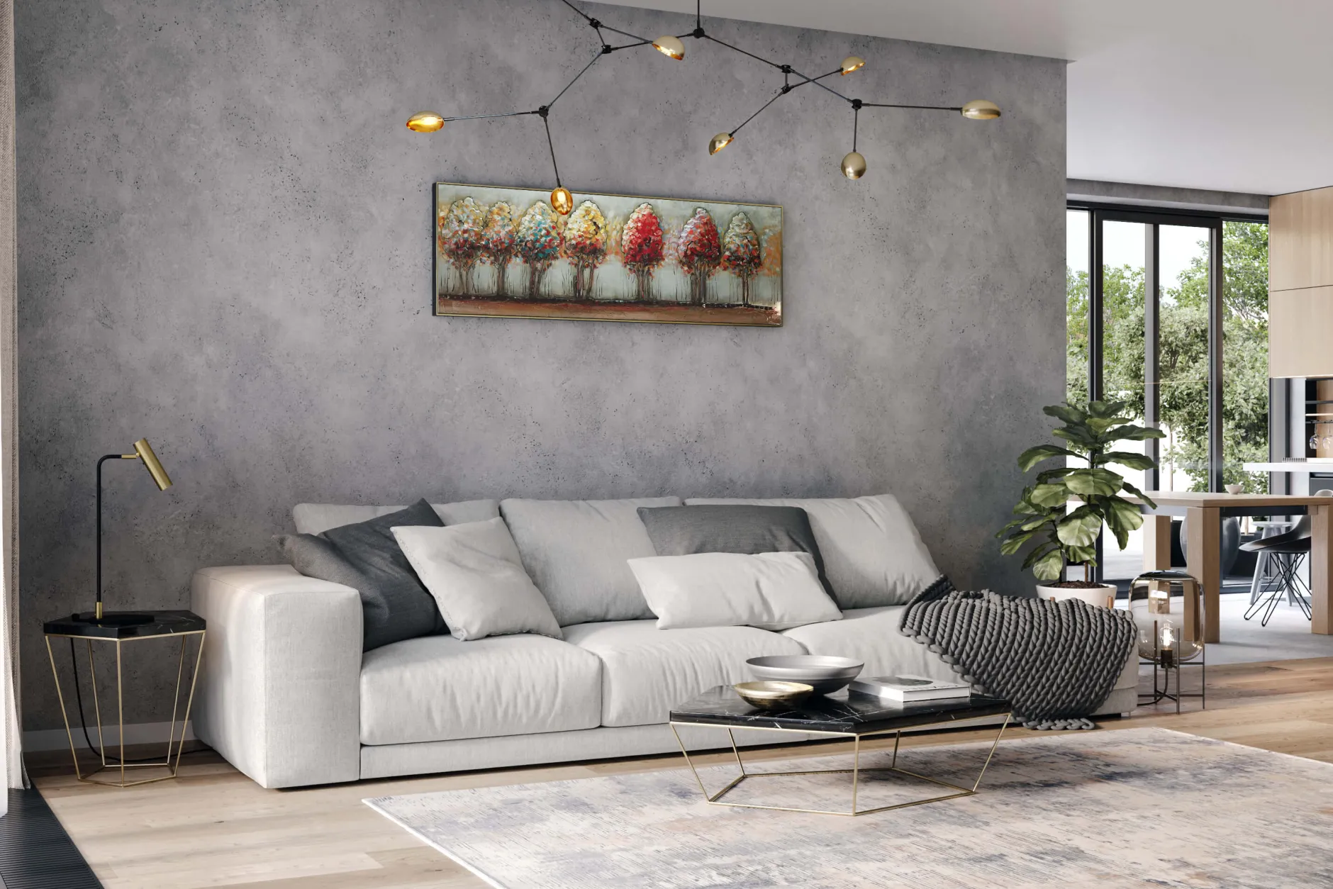 Metallbild 3D 'Bunte Allee' 150x50x4cm