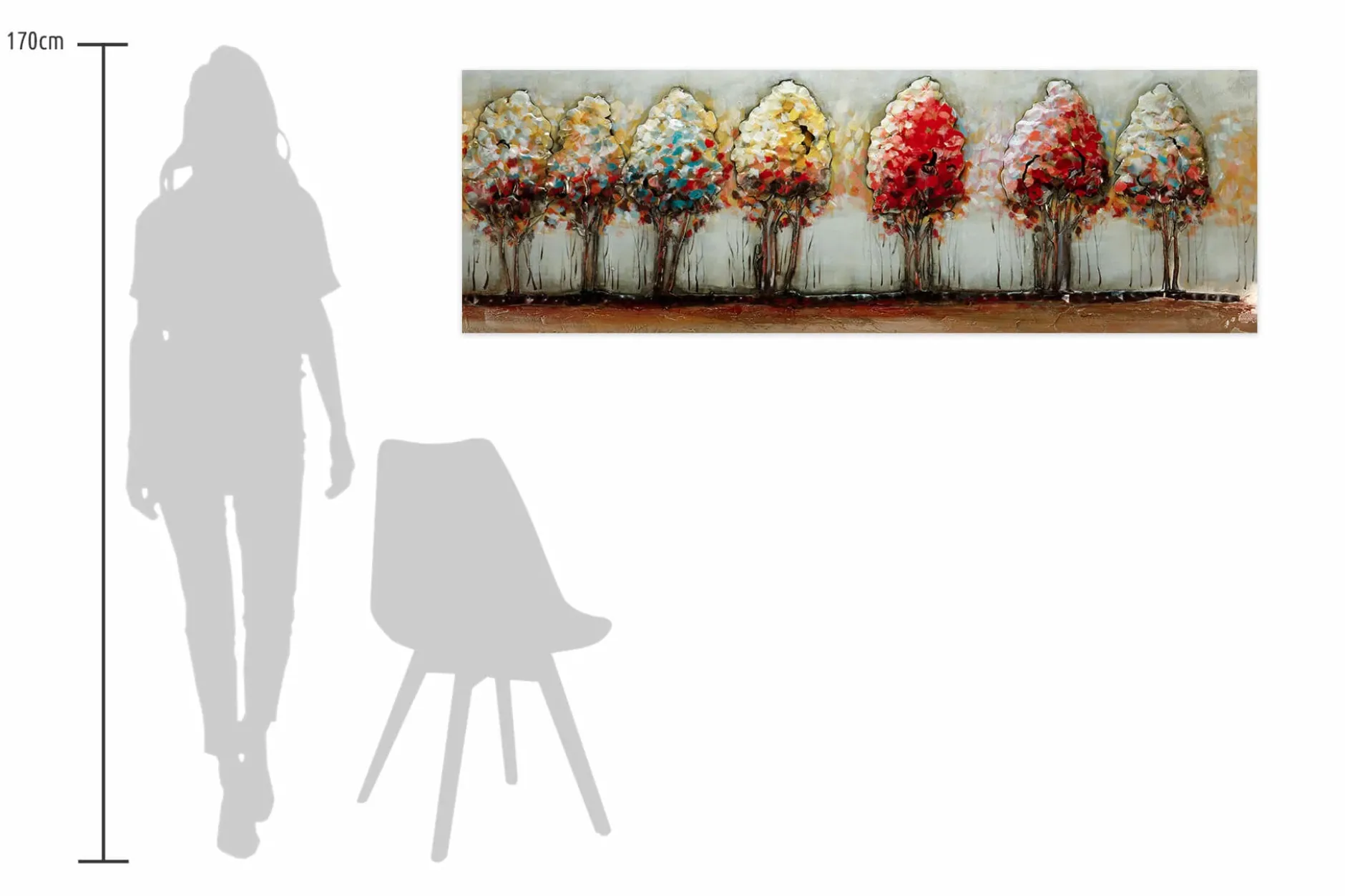 Metallbild 3D 'Bunte Allee' 150x50x4cm