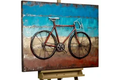 Metallbild 3D 'Cycling to the Beach' 100x70x5cm