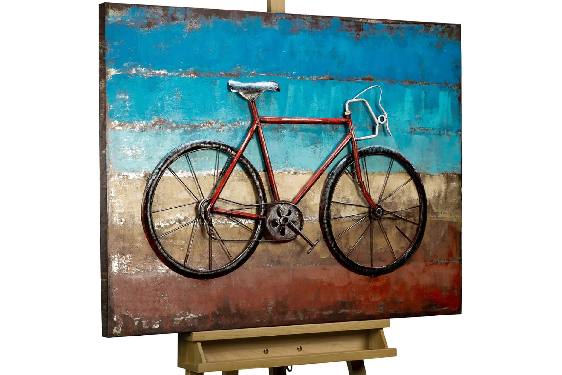 Metallbild 3D 'Cycling to the Beach' 100x70x5cm