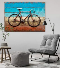 Metallbild 3D 'Cycling to the Beach' 100x70x5cm
