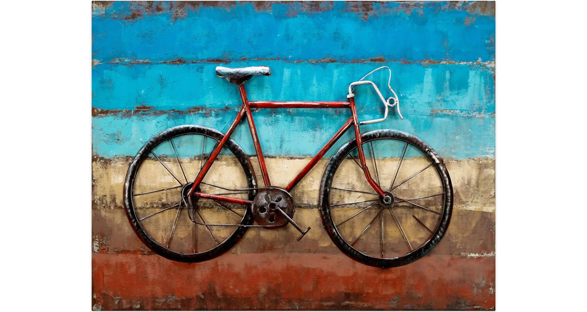 Metallbild 3D 'Cycling to the Beach' 100x70x5cm